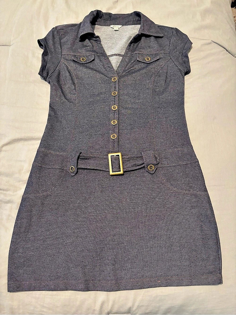 Vintage Guess Fake Button Front Mini Dress in Gray Size Large